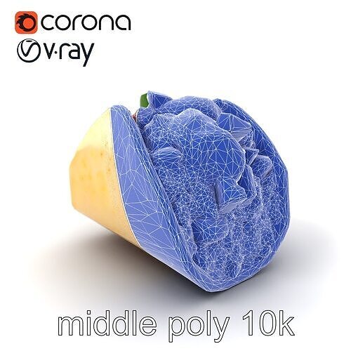 Grilled Chicken Burrito Food Sculpture model pack Low-poly 3D model 6