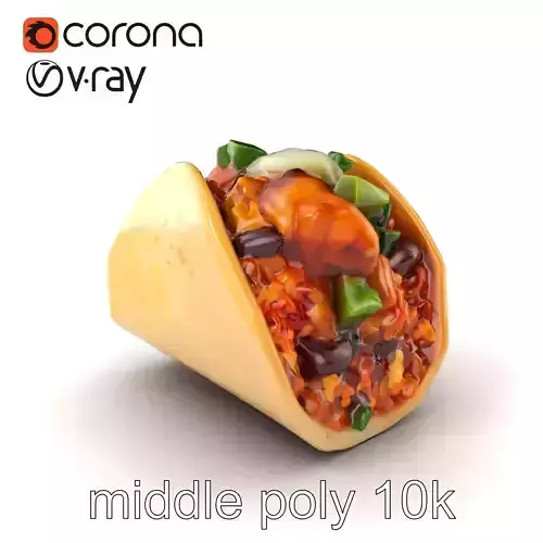 Grilled Chicken Burrito Food Sculpture model pack Low-poly 3D model