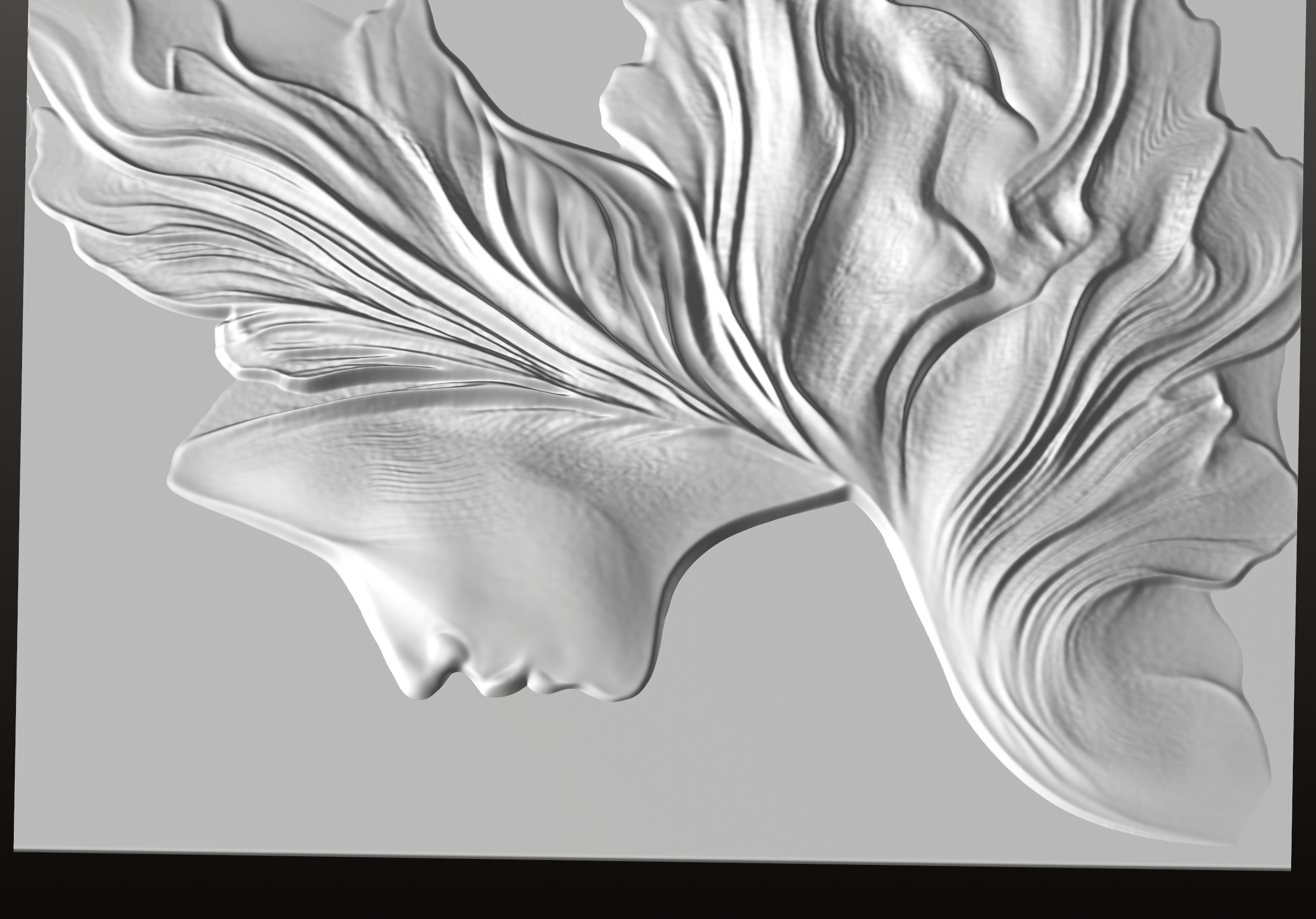 Elegant woman relief Sculpture wave panel with Female Profile 3D print model_11