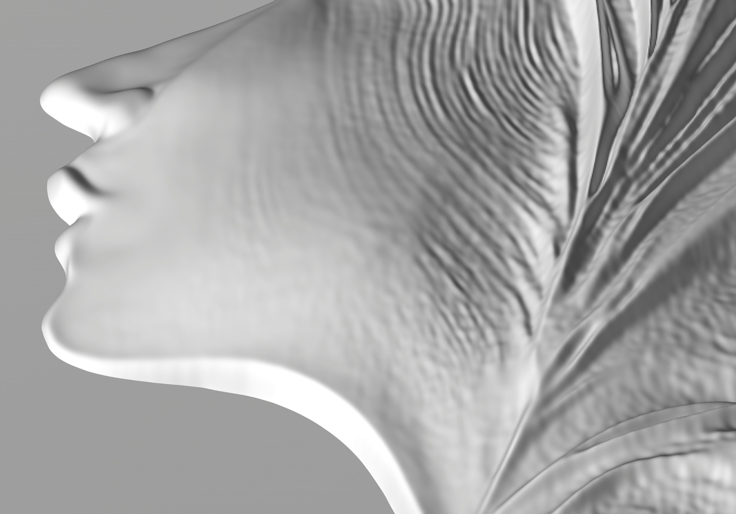 Elegant woman relief Sculpture wave panel with Female Profile 3D print model_4