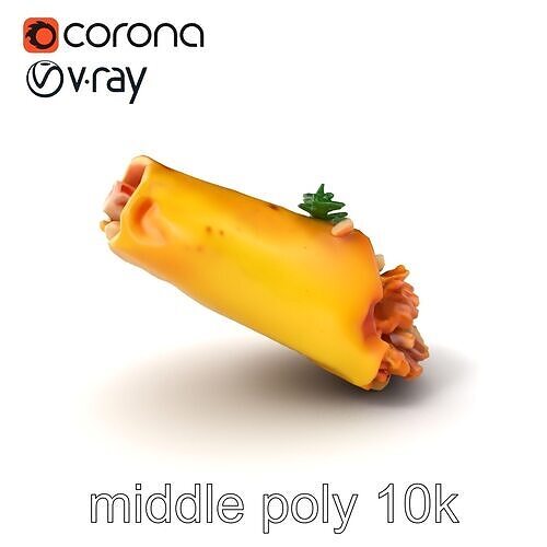 Golden Crispy Chicken Flauta 3D model pack Low-poly 3D model