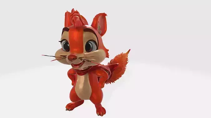 Cute Superhero Squirrel High Poly