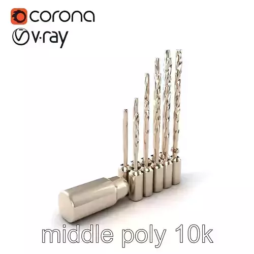 Hex Shank Steel Drill Bit Set model pack Low-poly 3D model