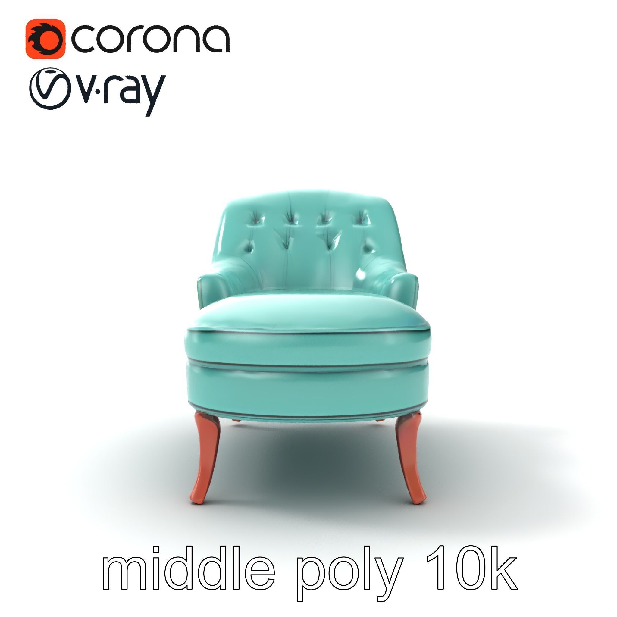 Velvet Chaise Lounge Model Pack with Mahogany Legs Low-poly 3D model_28
