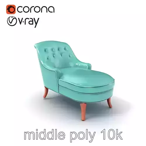 Velvet Chaise Lounge Model Pack with Mahogany Legs Low-poly 3D model