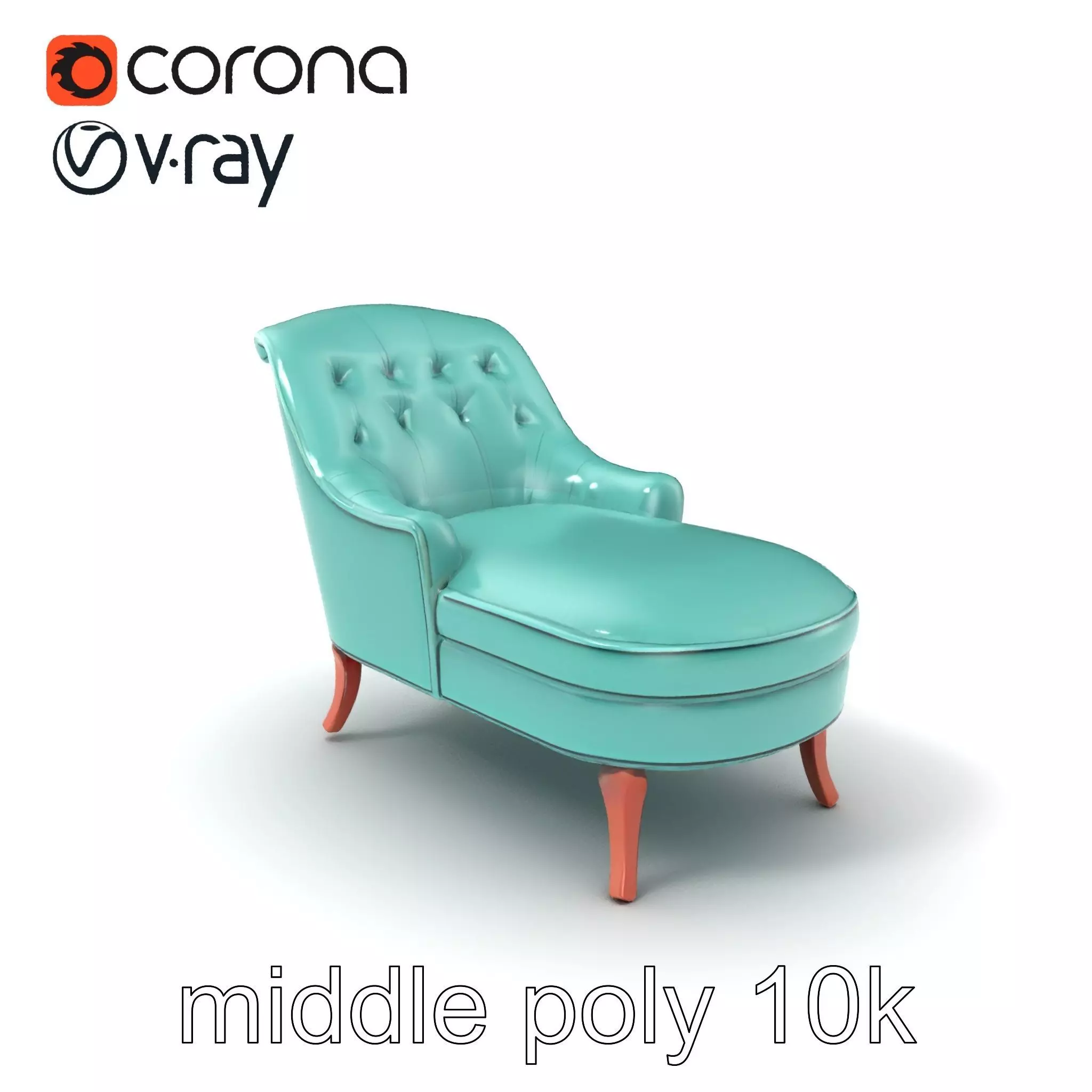 Velvet Chaise Lounge Model Pack with Mahogany Legs Low-poly 3D model_0