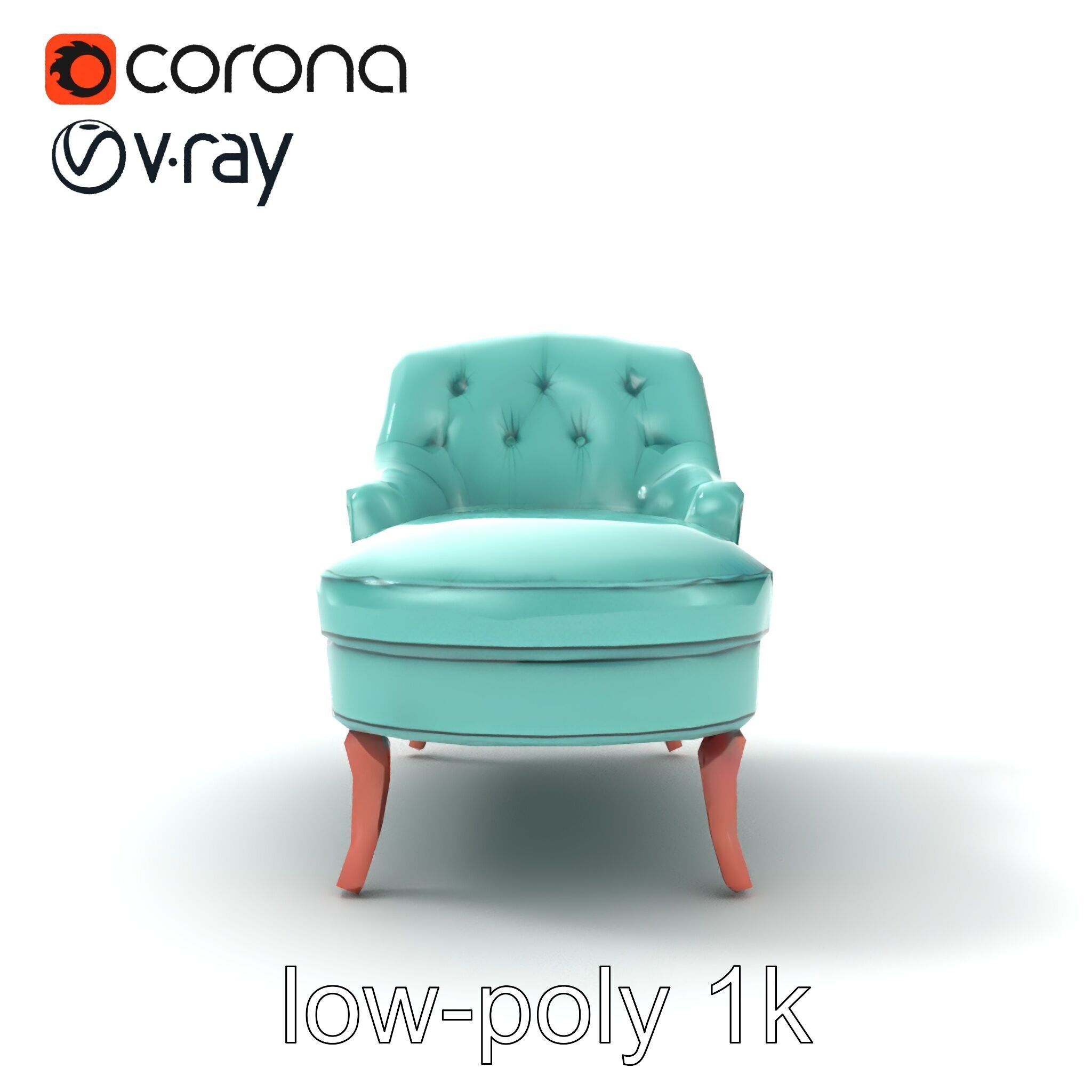 Velvet Chaise Lounge Model Pack with Mahogany Legs Low-poly 3D model_23