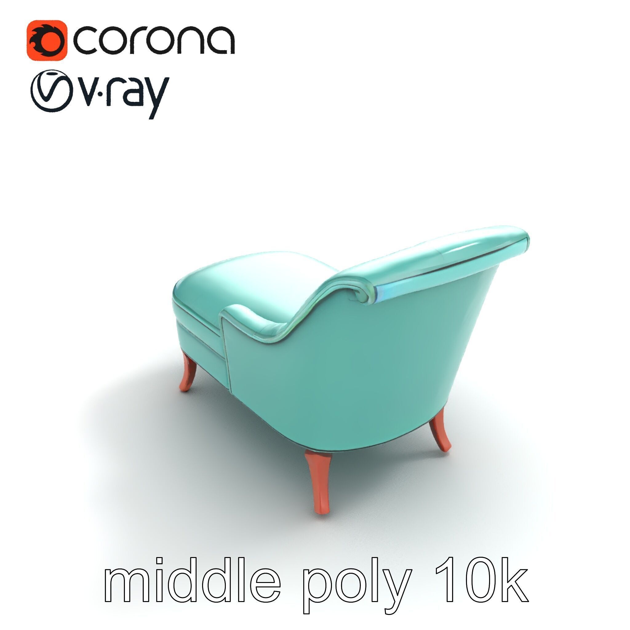 Velvet Chaise Lounge Model Pack with Mahogany Legs Low-poly 3D model_8