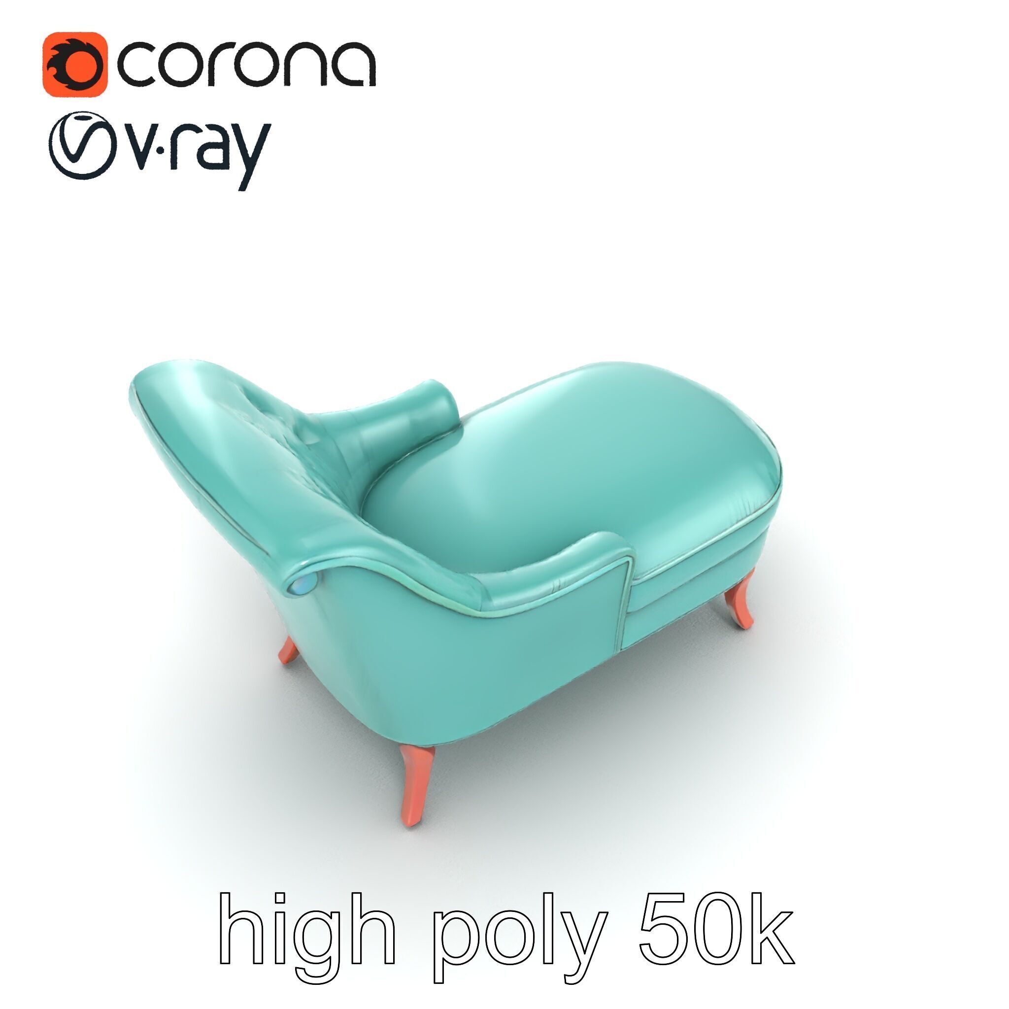 Velvet Chaise Lounge Model Pack with Mahogany Legs Low-poly 3D model_18