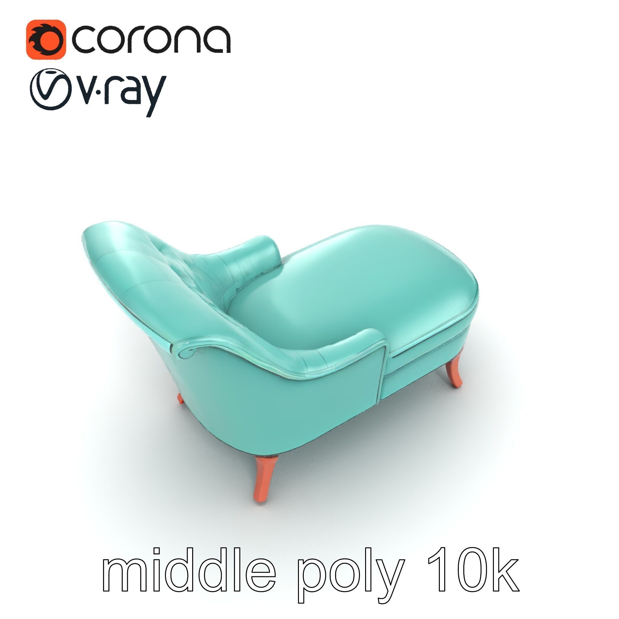 Velvet Chaise Lounge Model Pack with Mahogany Legs Low-poly 3D model_20