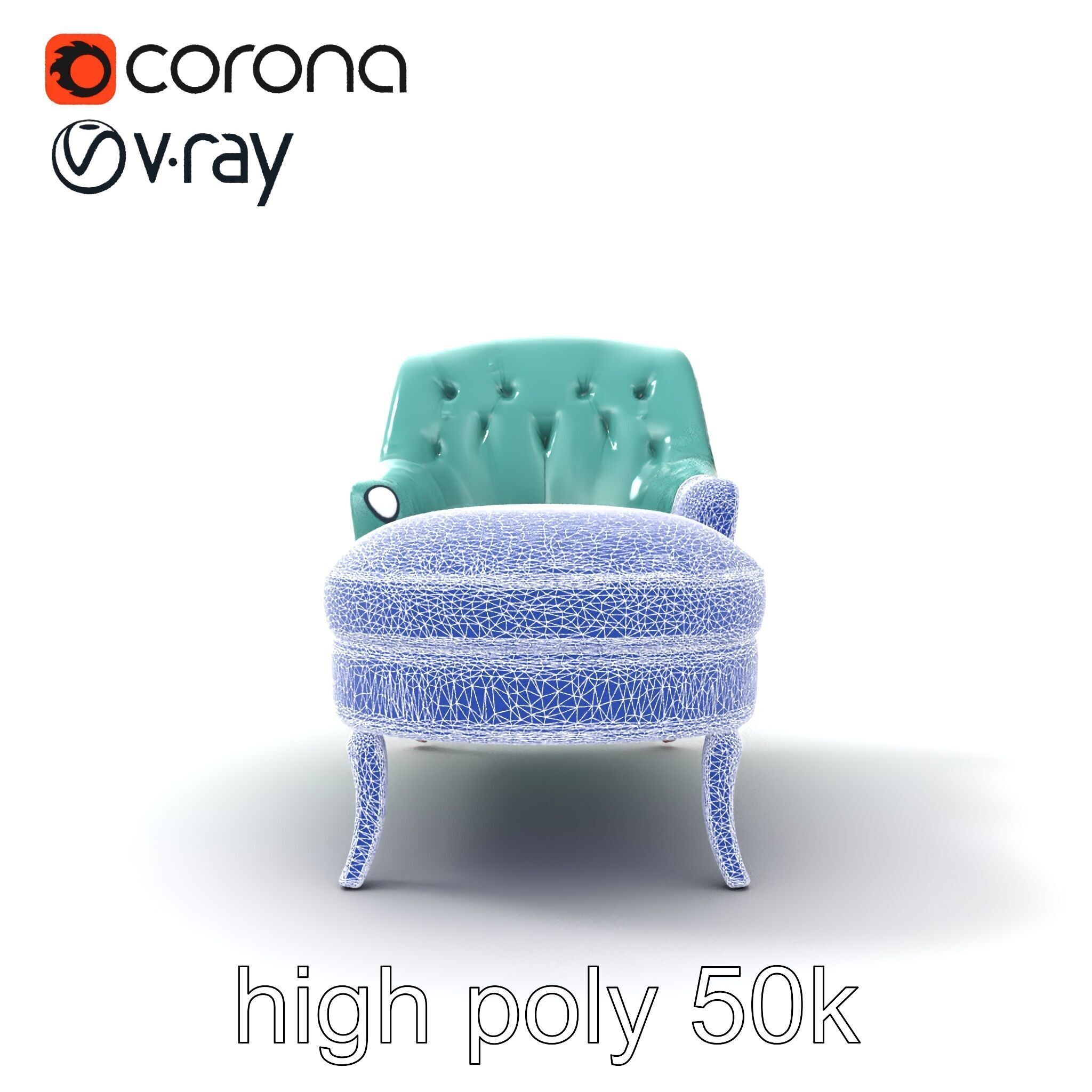 Velvet Chaise Lounge Model Pack with Mahogany Legs Low-poly 3D model_24
