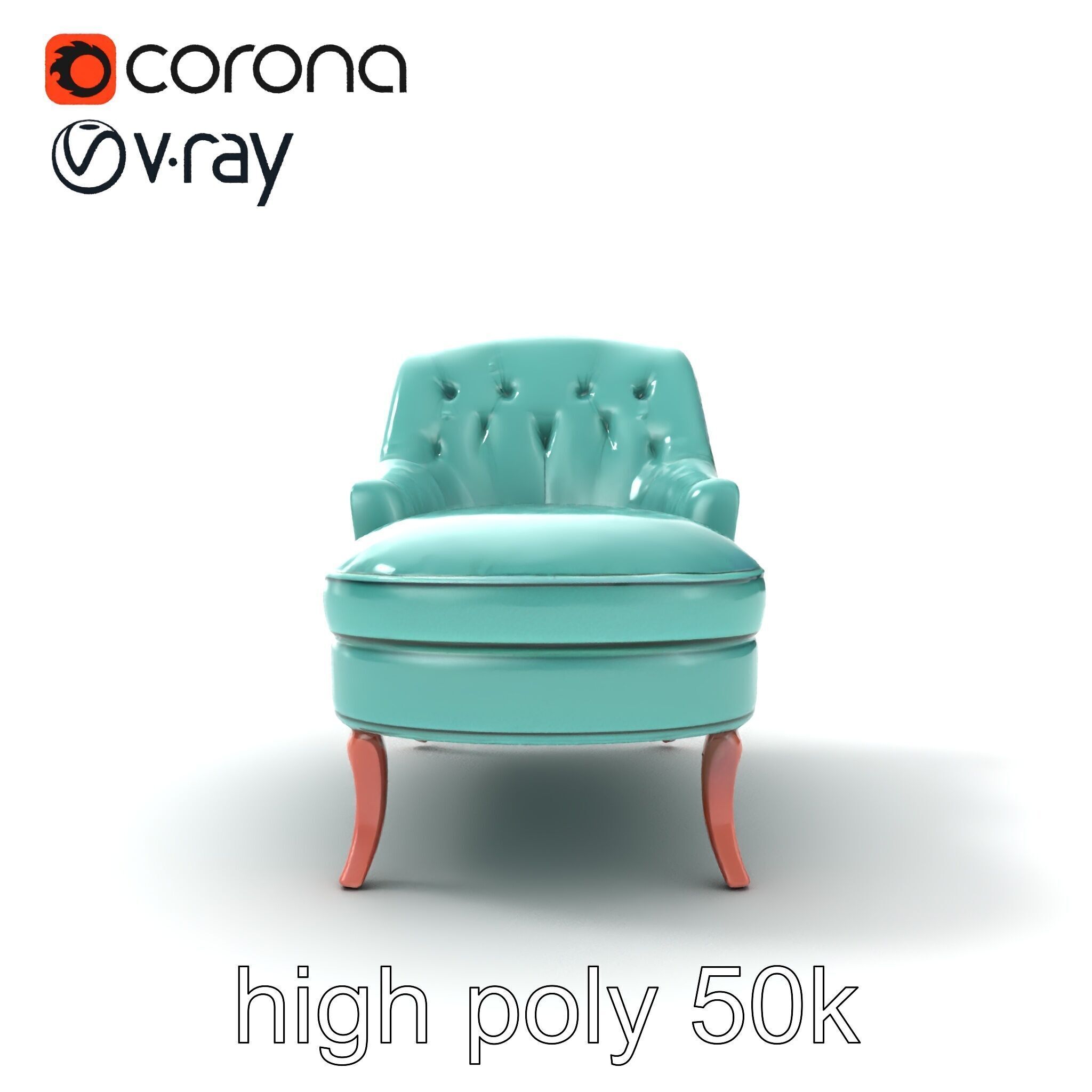 Velvet Chaise Lounge Model Pack with Mahogany Legs Low-poly 3D model_22