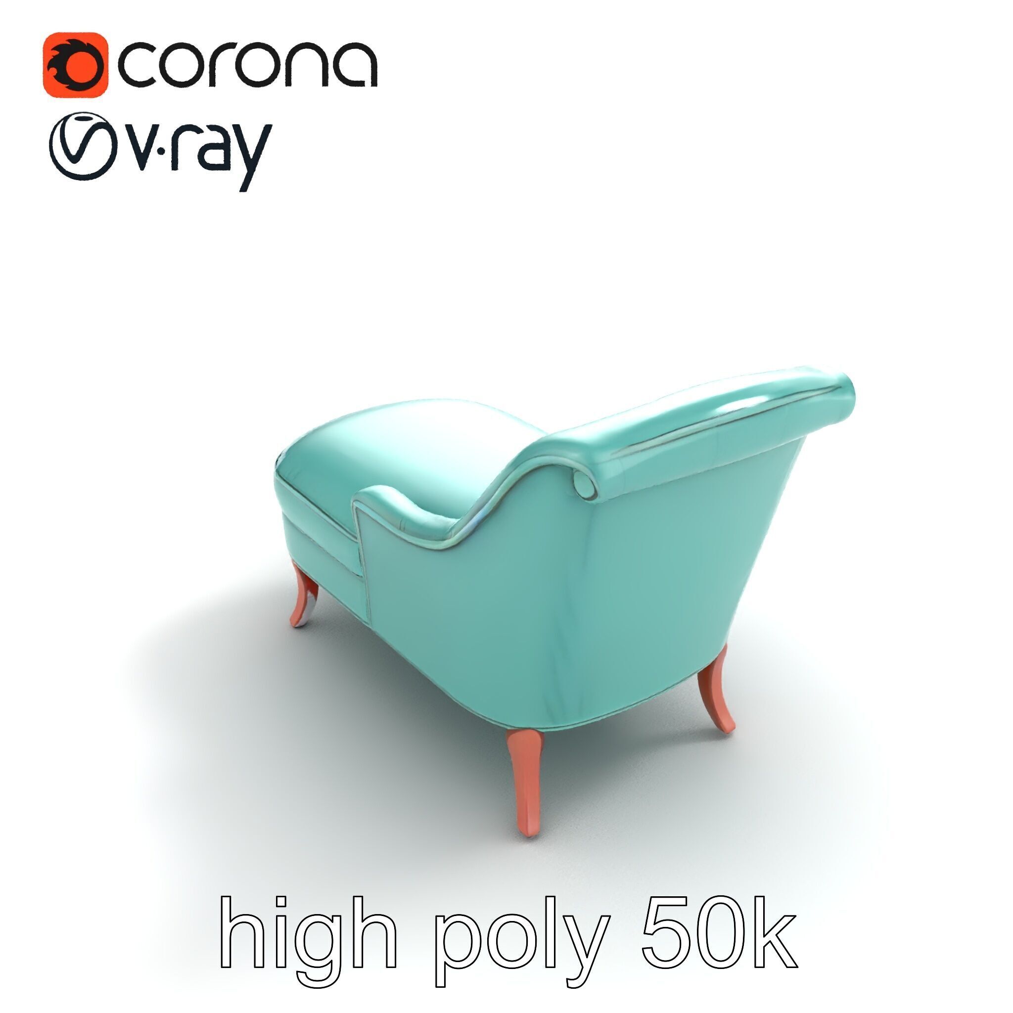 Velvet Chaise Lounge Model Pack with Mahogany Legs Low-poly 3D model_19