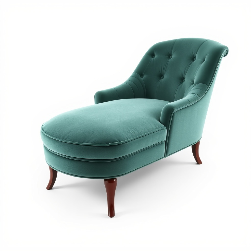 Velvet Chaise Lounge Model Pack with Mahogany Legs Low-poly 3D model_4