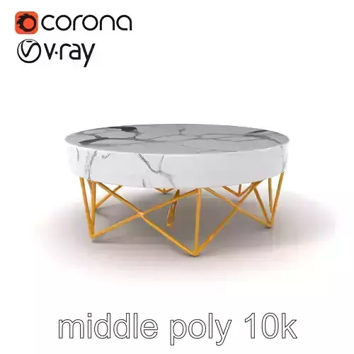 Chic Marble Coffee Table with Gold Geometric Legs model pack Low-poly 3D model
