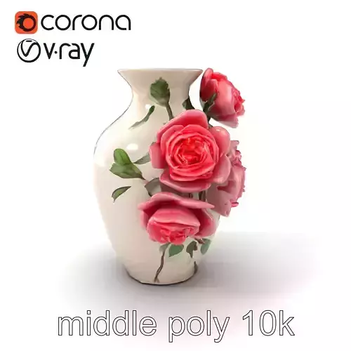 Ceramic Vase with Hand-Painted Roses model pack Low-poly 3D model