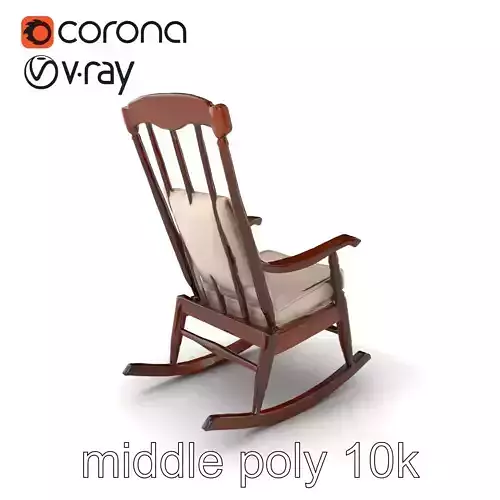 Handcrafted Wooden Rocking Chair with Cushions model pack Low-poly 3D model
