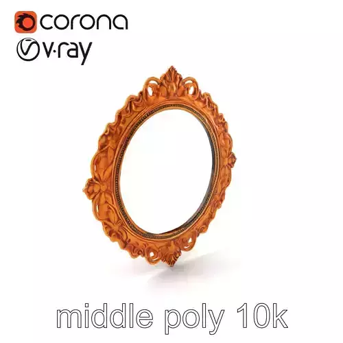 Ornate Antique Gold Mirror Floral Frame model pack Low-poly 3D model