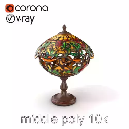 Intricate Floral Stained Glass Lamp model pack Low-poly 3D model