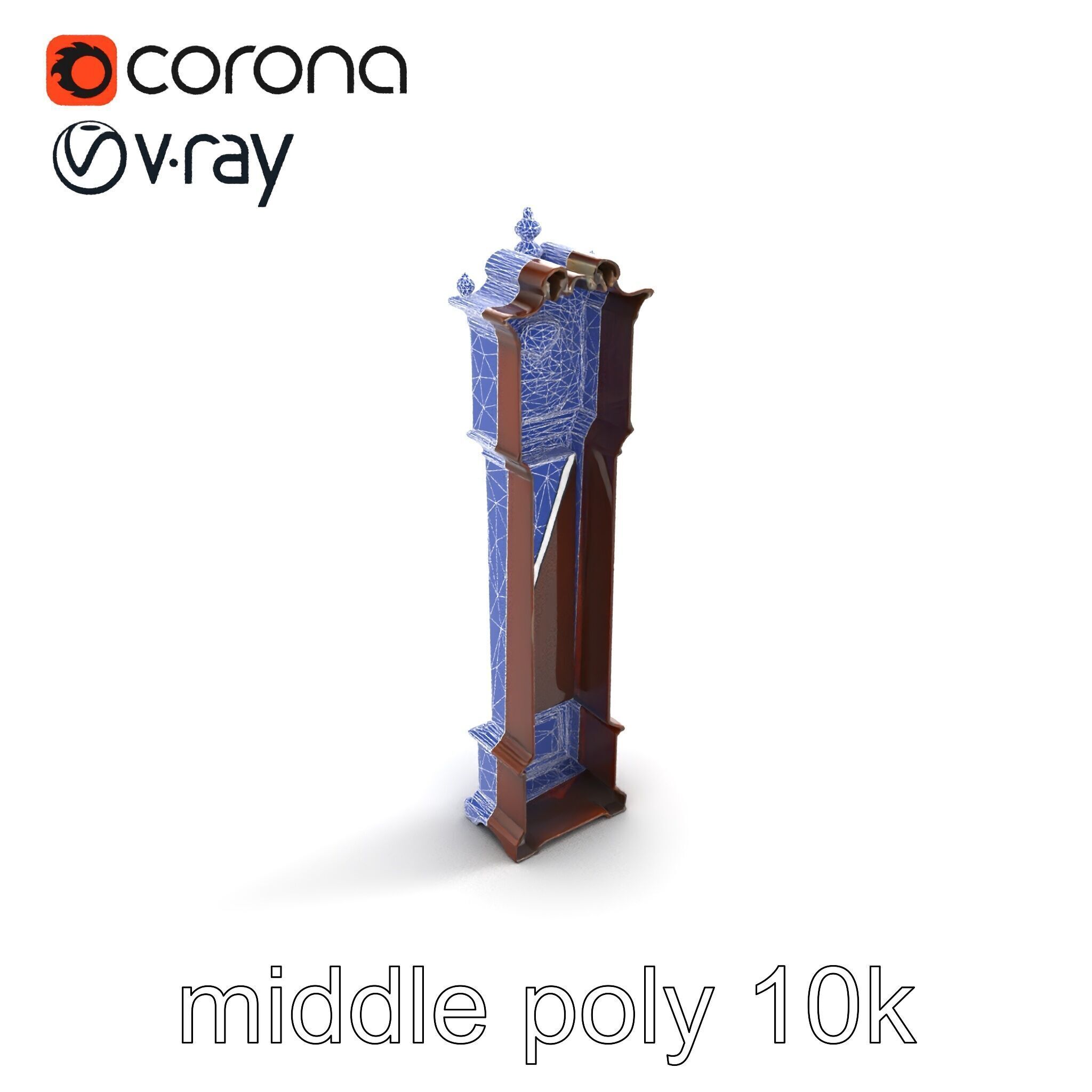 Antique Grandfather Clock Brass Pendulum model pack Low-poly 3D model_11
