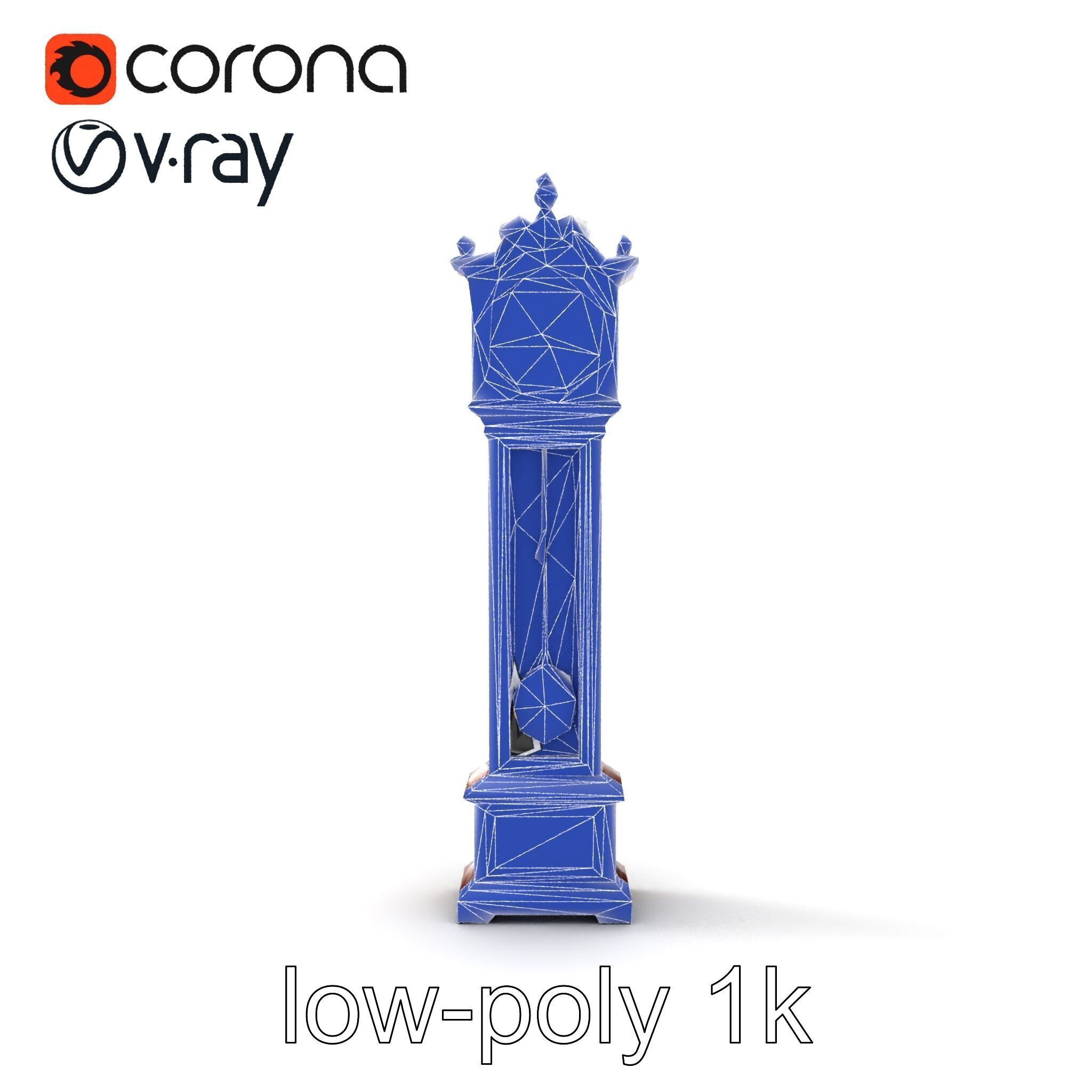 Antique Grandfather Clock Brass Pendulum model pack Low-poly 3D model_21