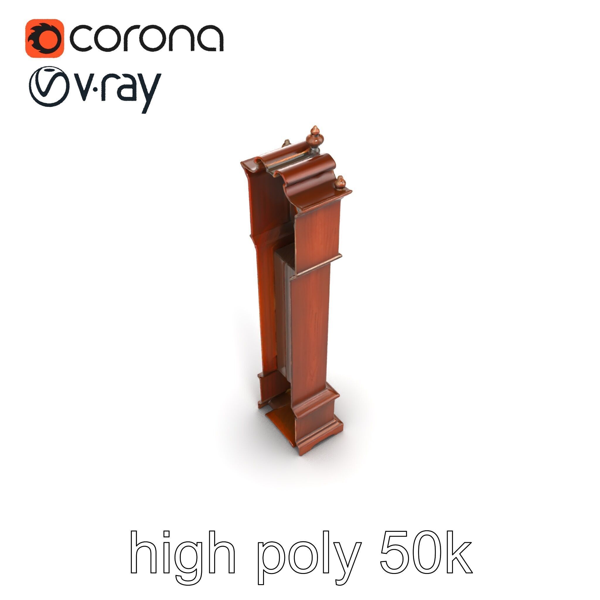 Antique Grandfather Clock Brass Pendulum model pack Low-poly 3D model_14