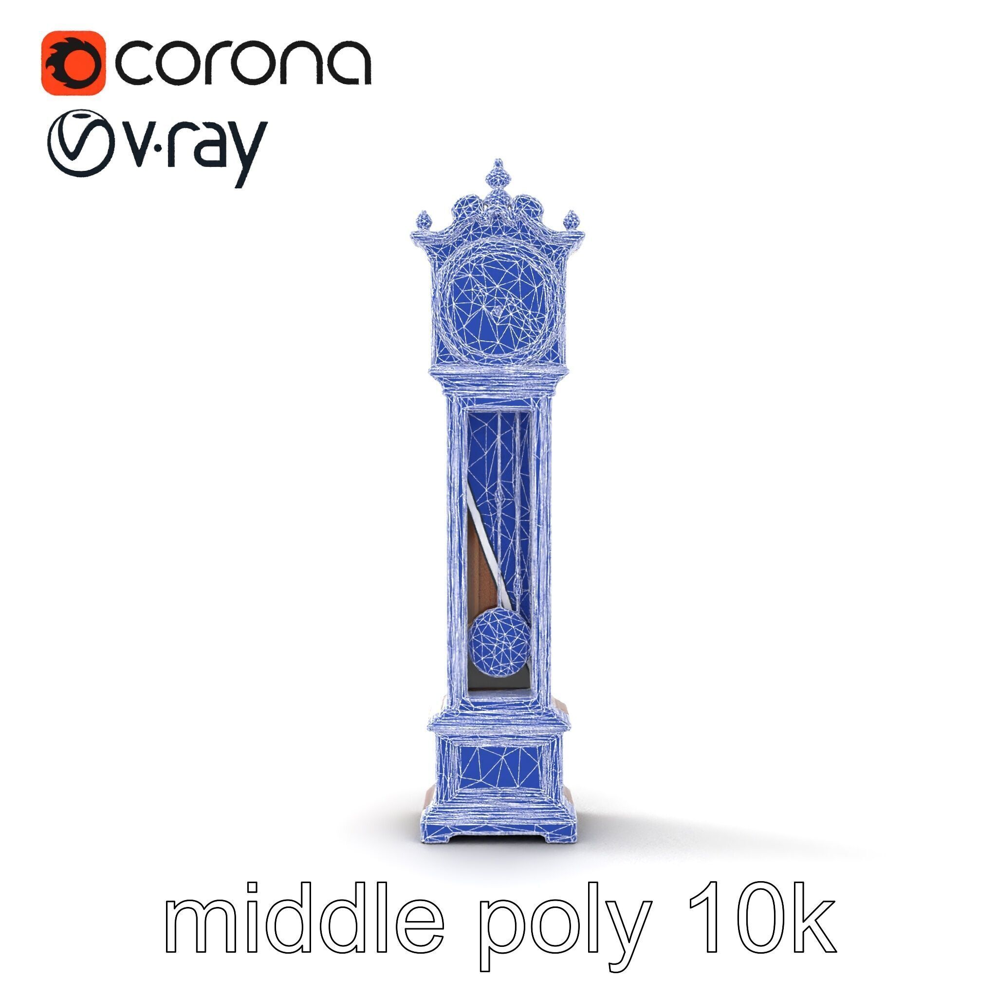 Antique Grandfather Clock Brass Pendulum model pack Low-poly 3D model_30