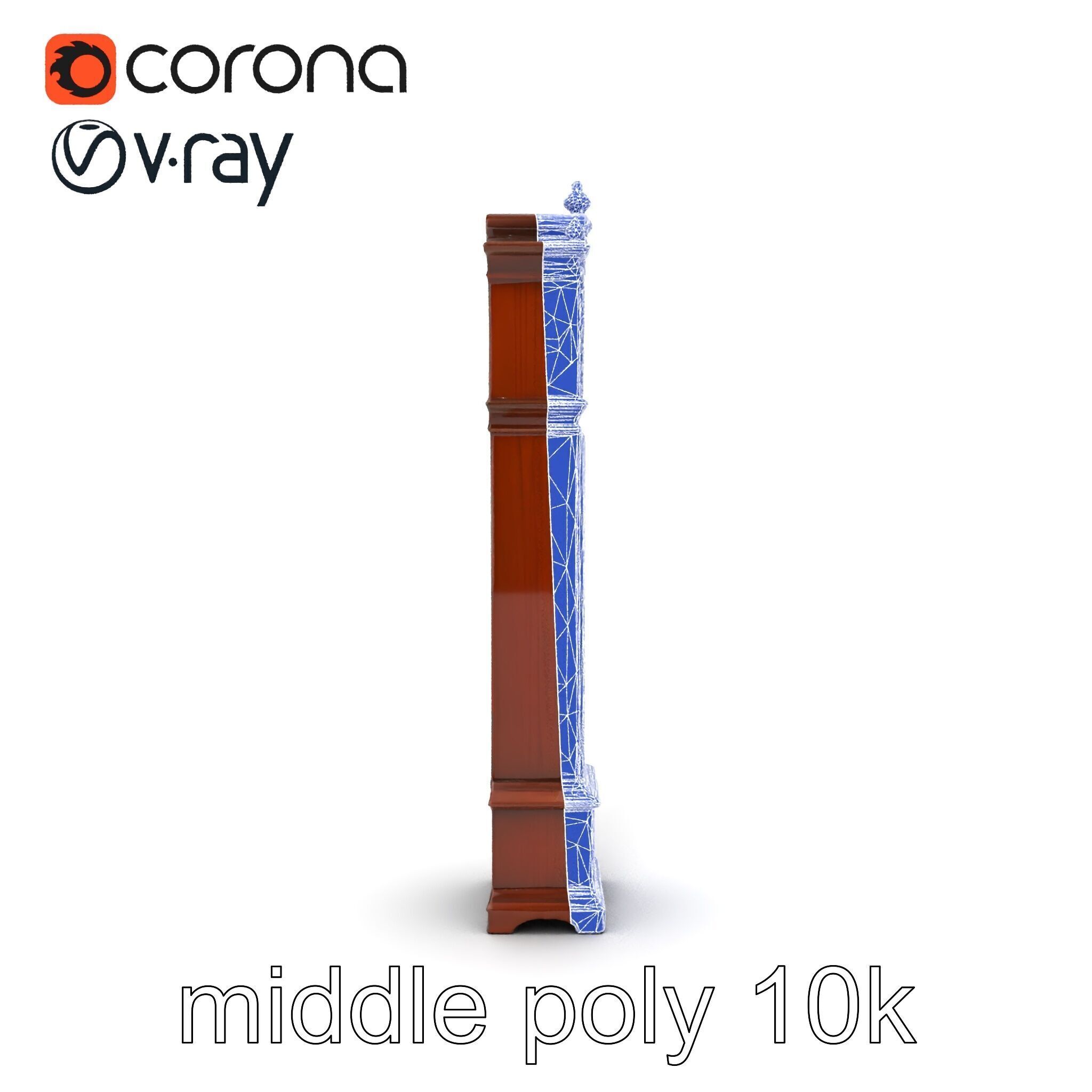 Antique Grandfather Clock Brass Pendulum model pack Low-poly 3D model_28