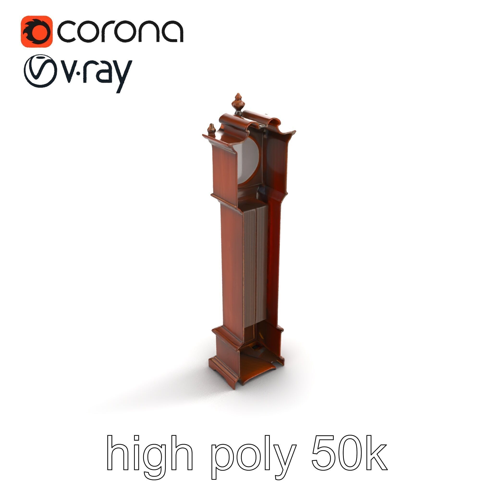 Antique Grandfather Clock Brass Pendulum model pack Low-poly 3D model_12