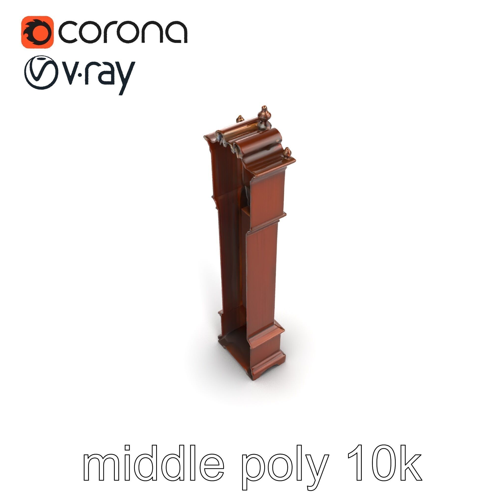 Antique Grandfather Clock Brass Pendulum model pack Low-poly 3D model_23