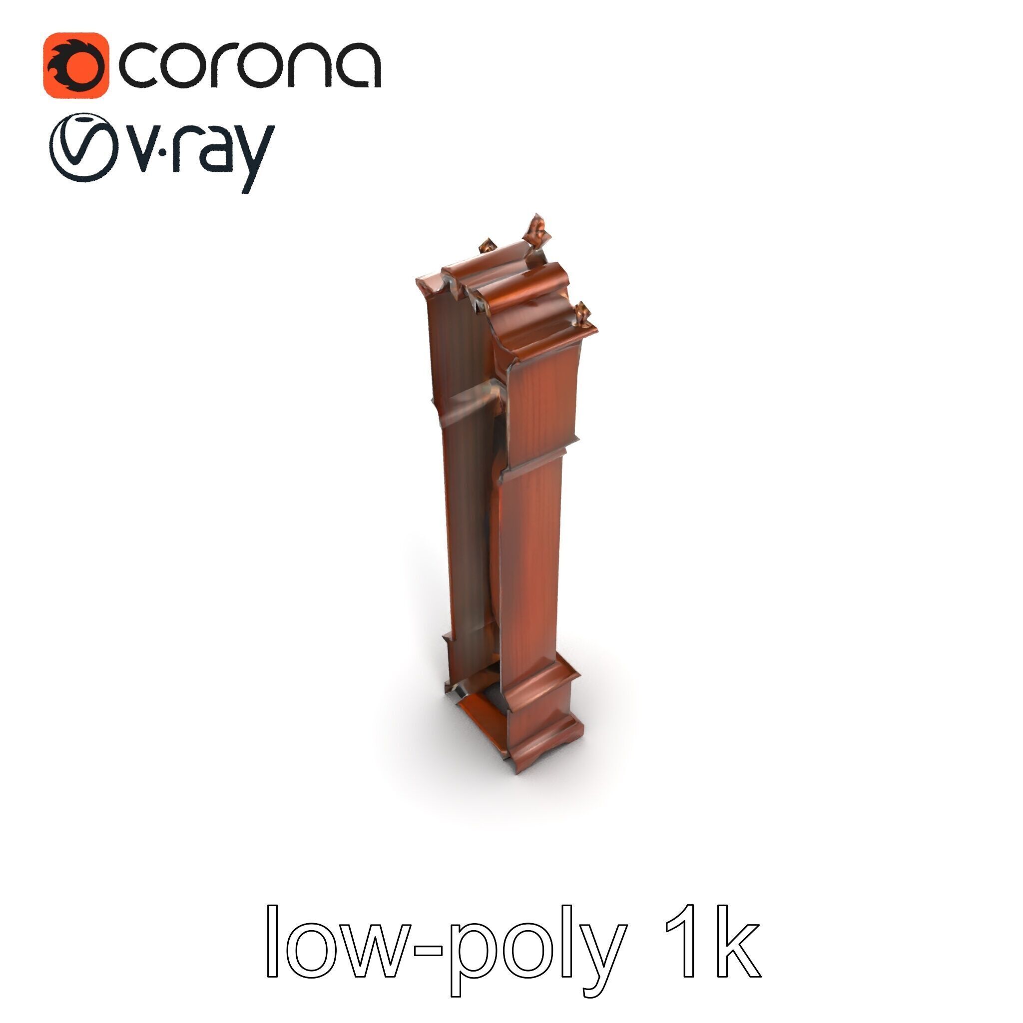 Antique Grandfather Clock Brass Pendulum model pack Low-poly 3D model_31