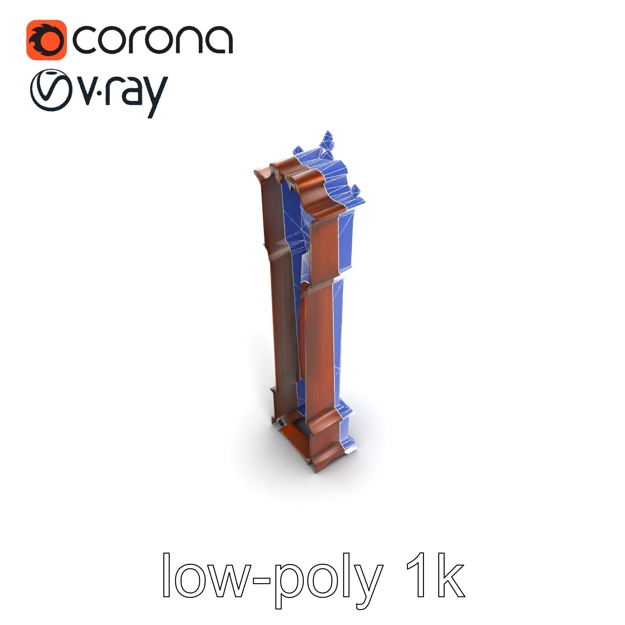 Antique Grandfather Clock Brass Pendulum model pack Low-poly 3D model_27