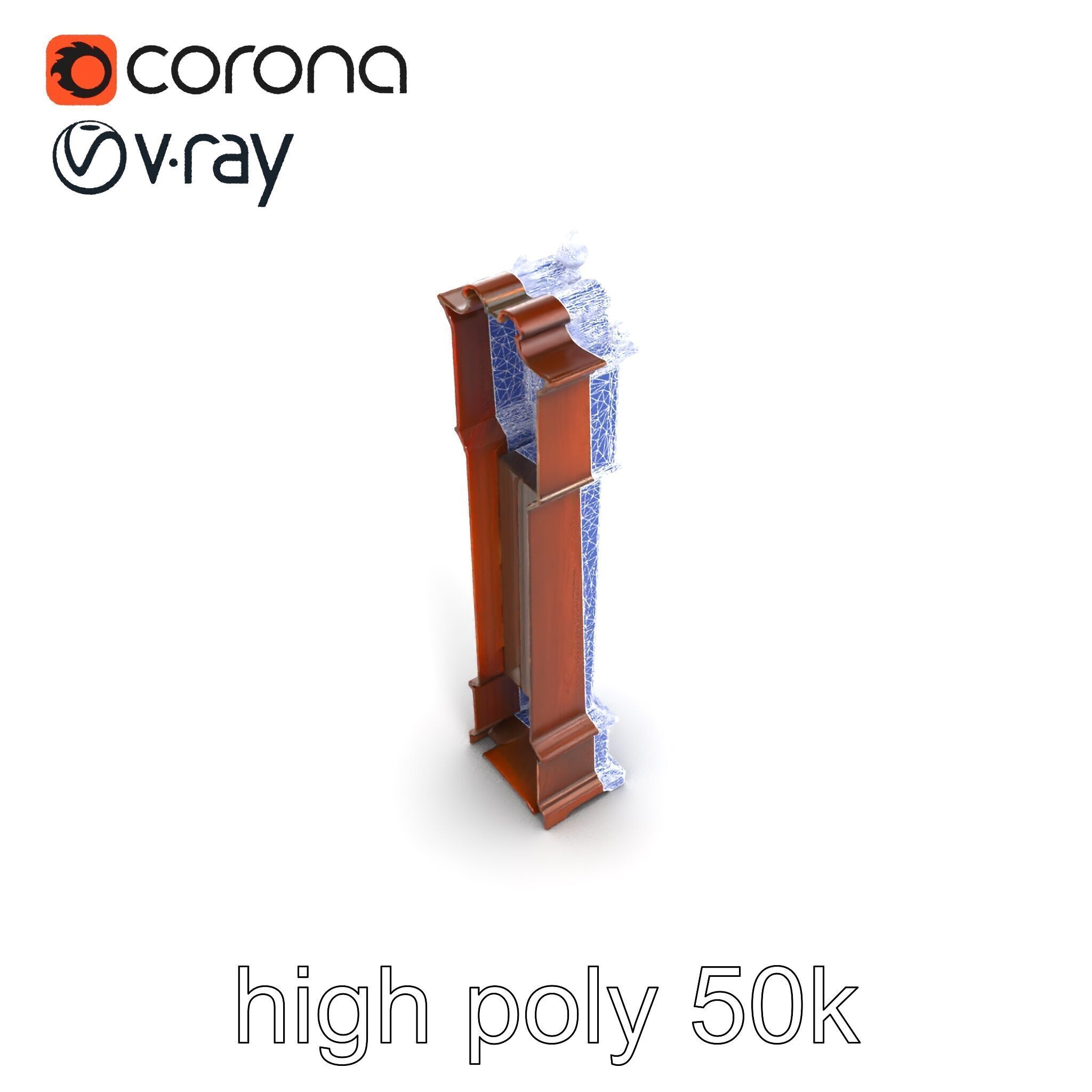 Antique Grandfather Clock Brass Pendulum model pack Low-poly 3D model_24