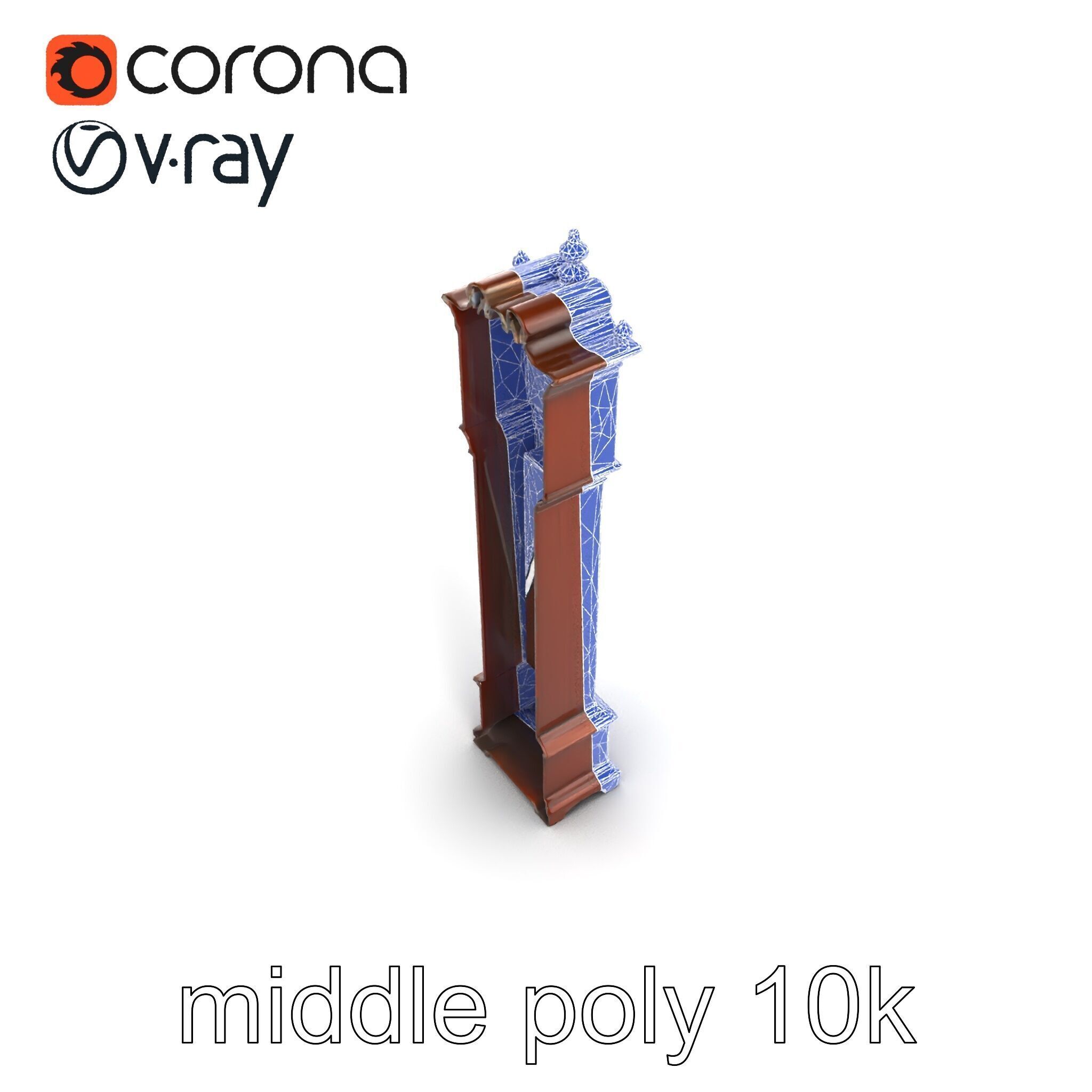 Antique Grandfather Clock Brass Pendulum model pack Low-poly 3D model_29