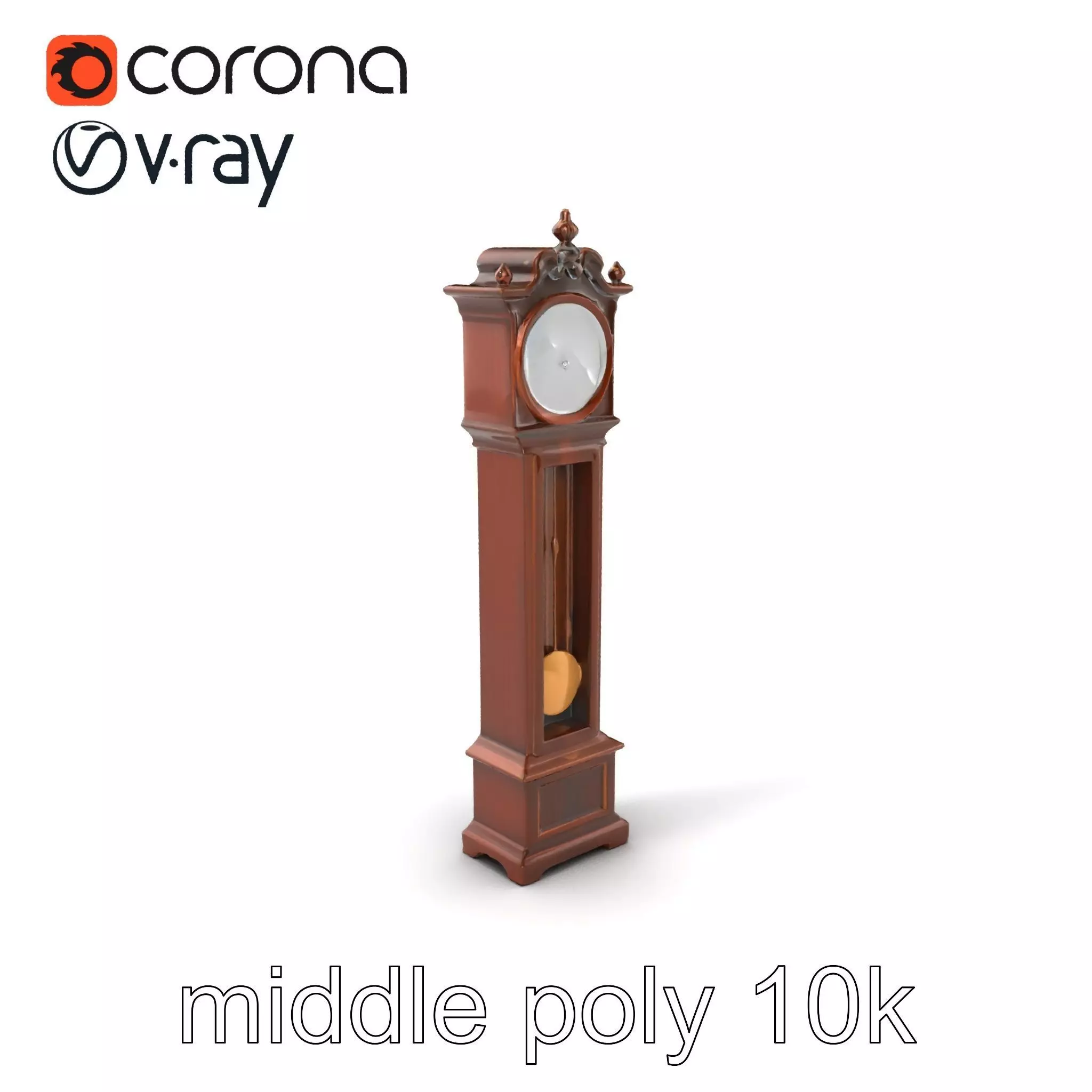 Antique Grandfather Clock Brass Pendulum model pack Low-poly 3D model_0