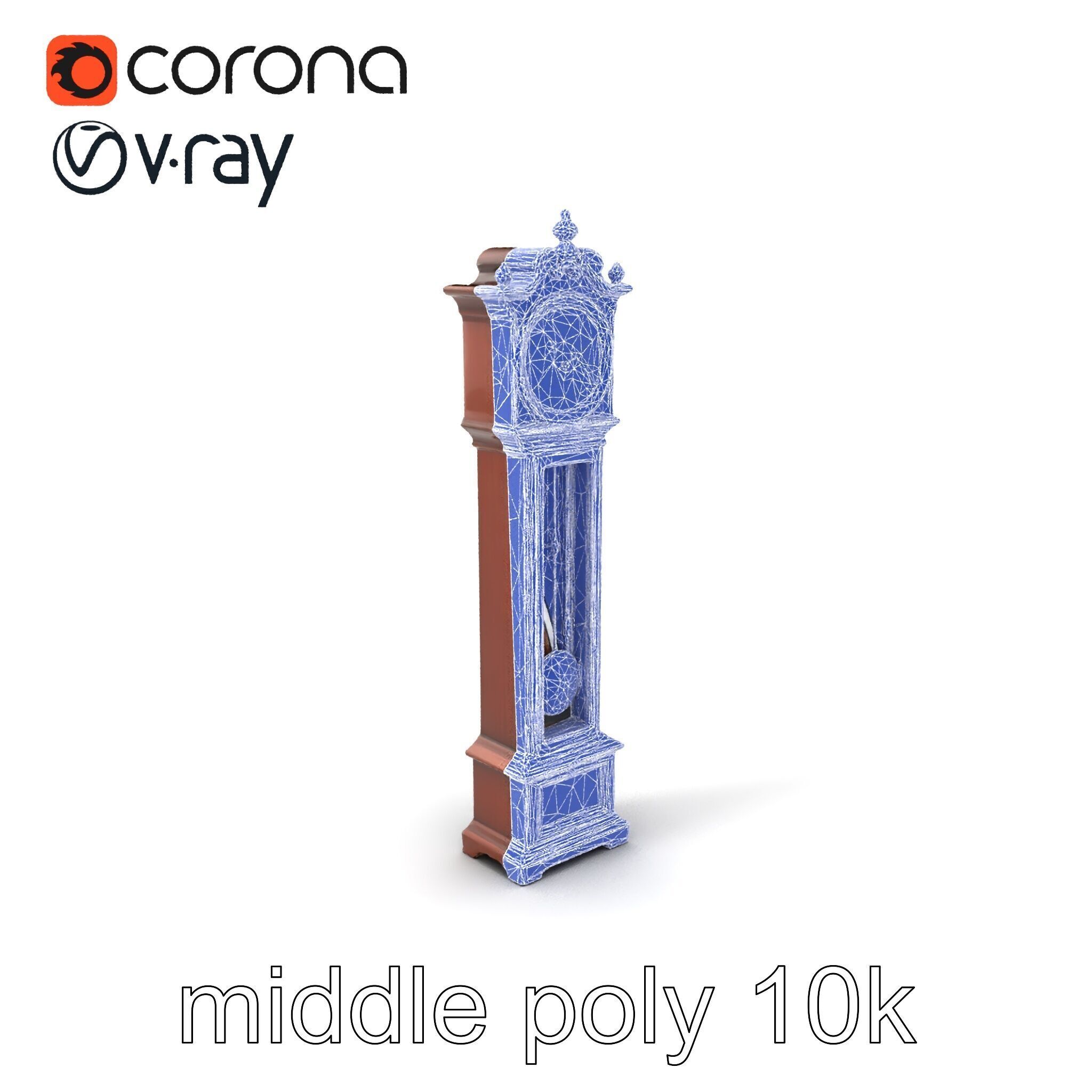 Antique Grandfather Clock Brass Pendulum model pack Low-poly 3D model_6