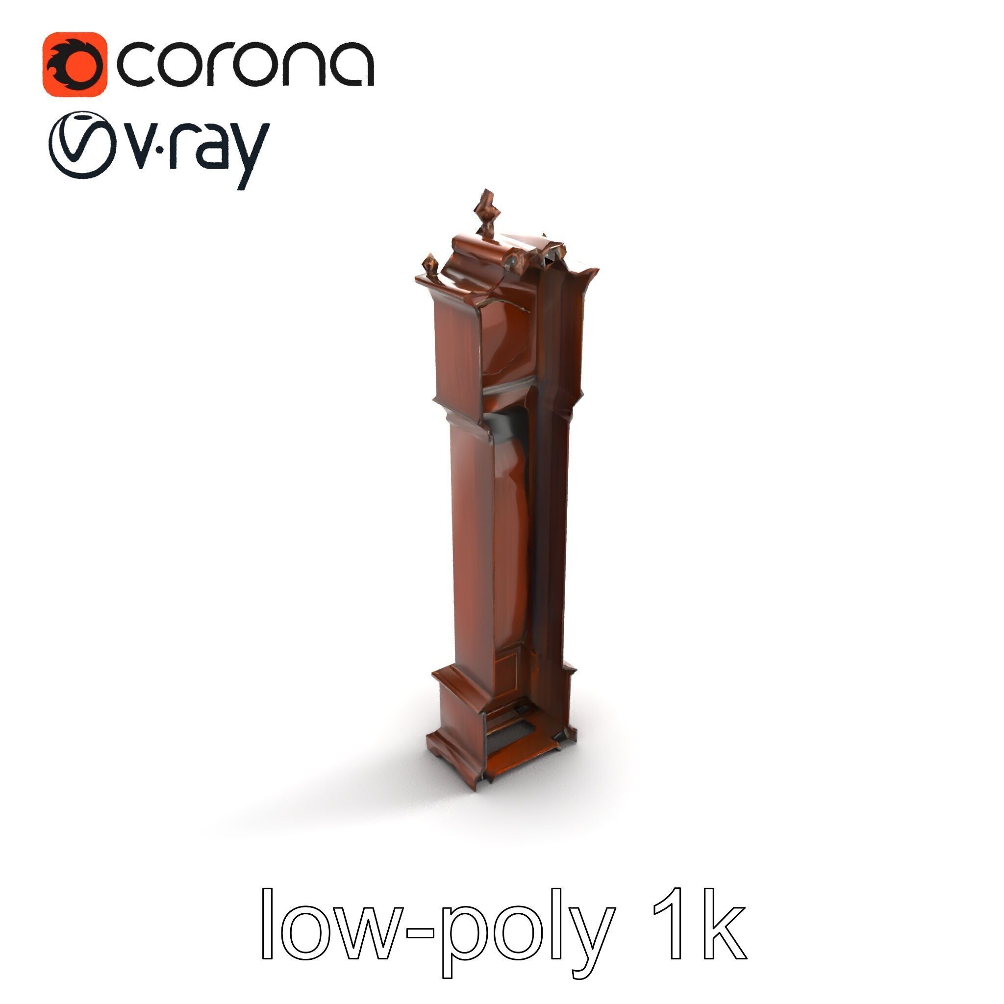Antique Grandfather Clock Brass Pendulum model pack Low-poly 3D model_9