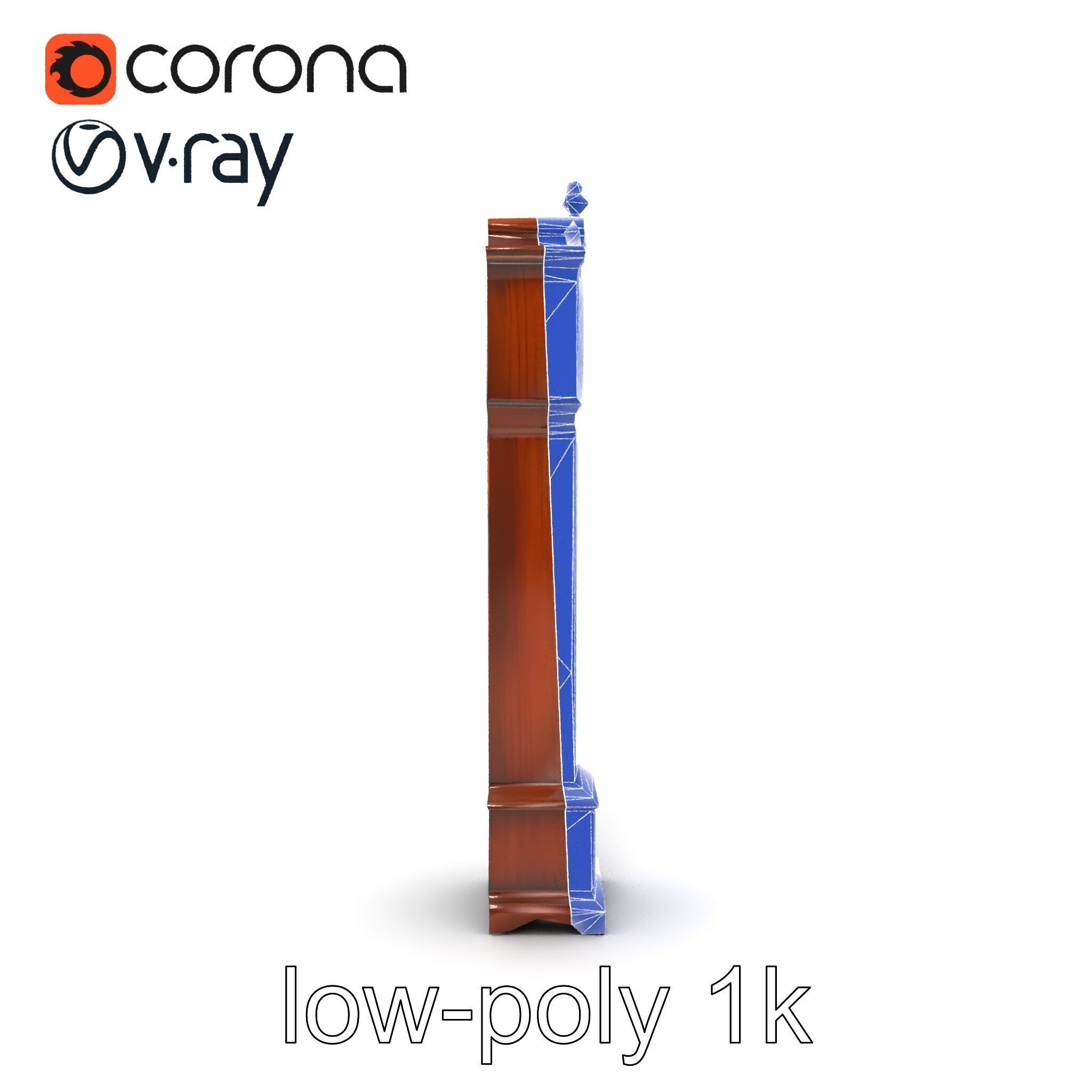 Antique Grandfather Clock Brass Pendulum model pack Low-poly 3D model_26