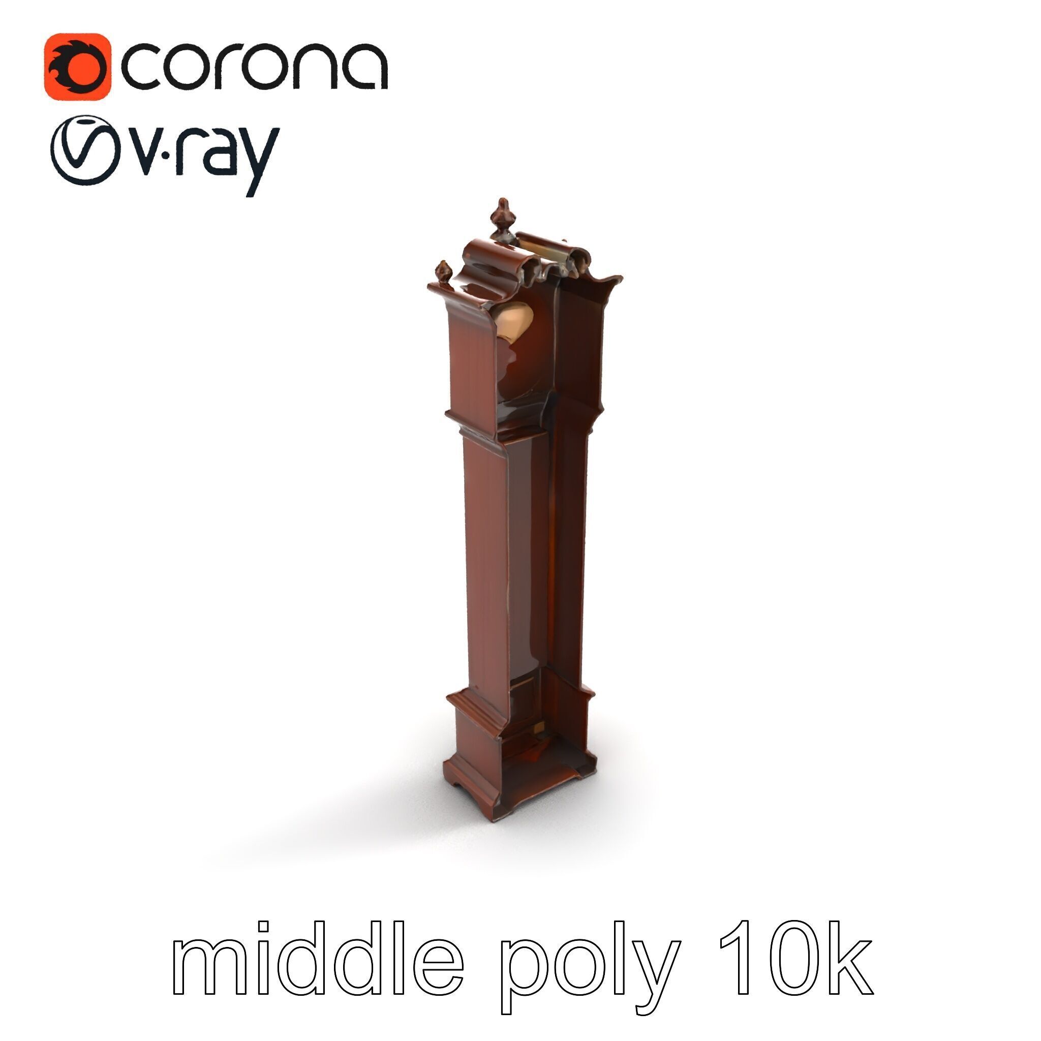 Antique Grandfather Clock Brass Pendulum model pack Low-poly 3D model_8
