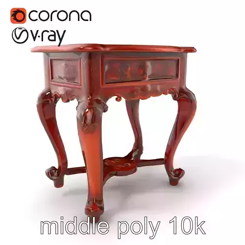 Carved Mahogany Side Table with Curved Legs model pack Low-poly 3D model