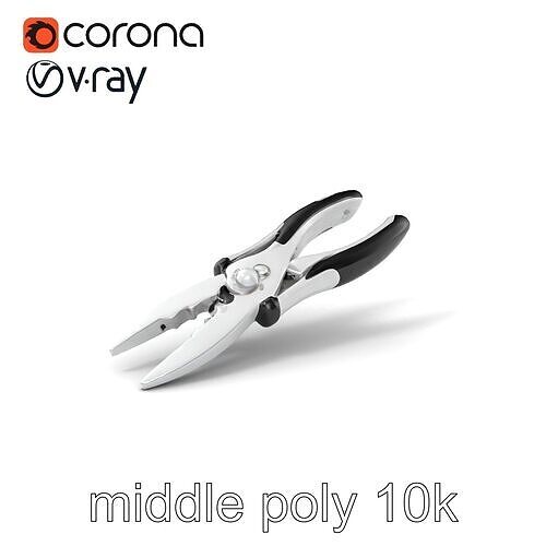 Versatile Pliers with Rubberized Grips and Metallic Finish mo... Low-poly 3D model