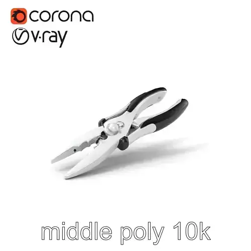Versatile Pliers with Rubberized Grips and Metallic Finish mo... Low-poly 3D model