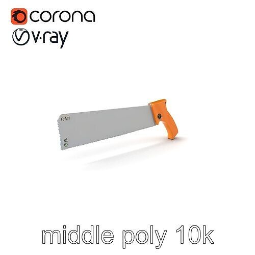 Hand Saw Jagged Metal Blade and Wooden Handle model pack Low-poly 3D model