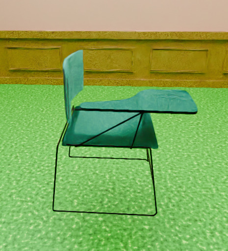 Futuristic Classroom Chair with Materials Low-poly 3D model_1