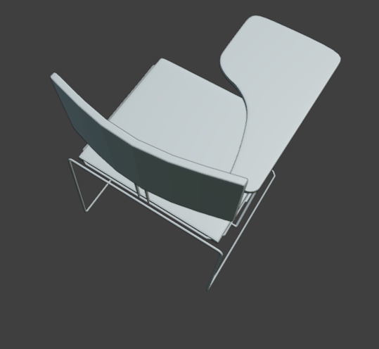 Futuristic Classroom Chair with Materials Low-poly 3D model_4