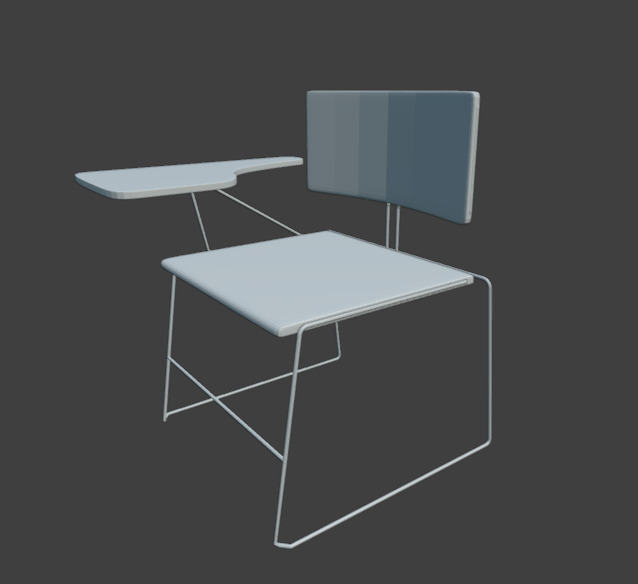 Futuristic Classroom Chair with Materials Low-poly 3D model_3