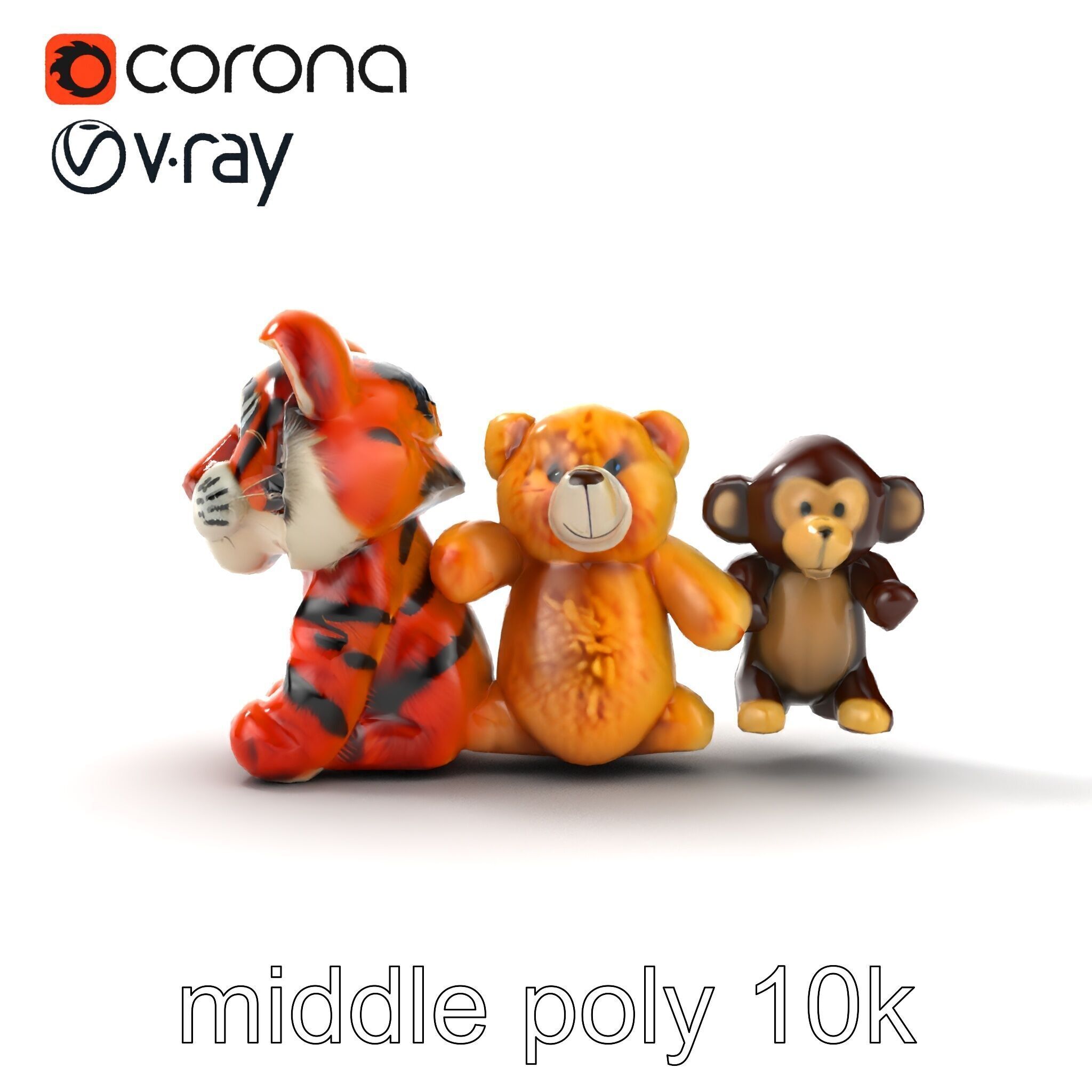 Fluffy Animal Puppets Model Pack Low-poly 3D model_24