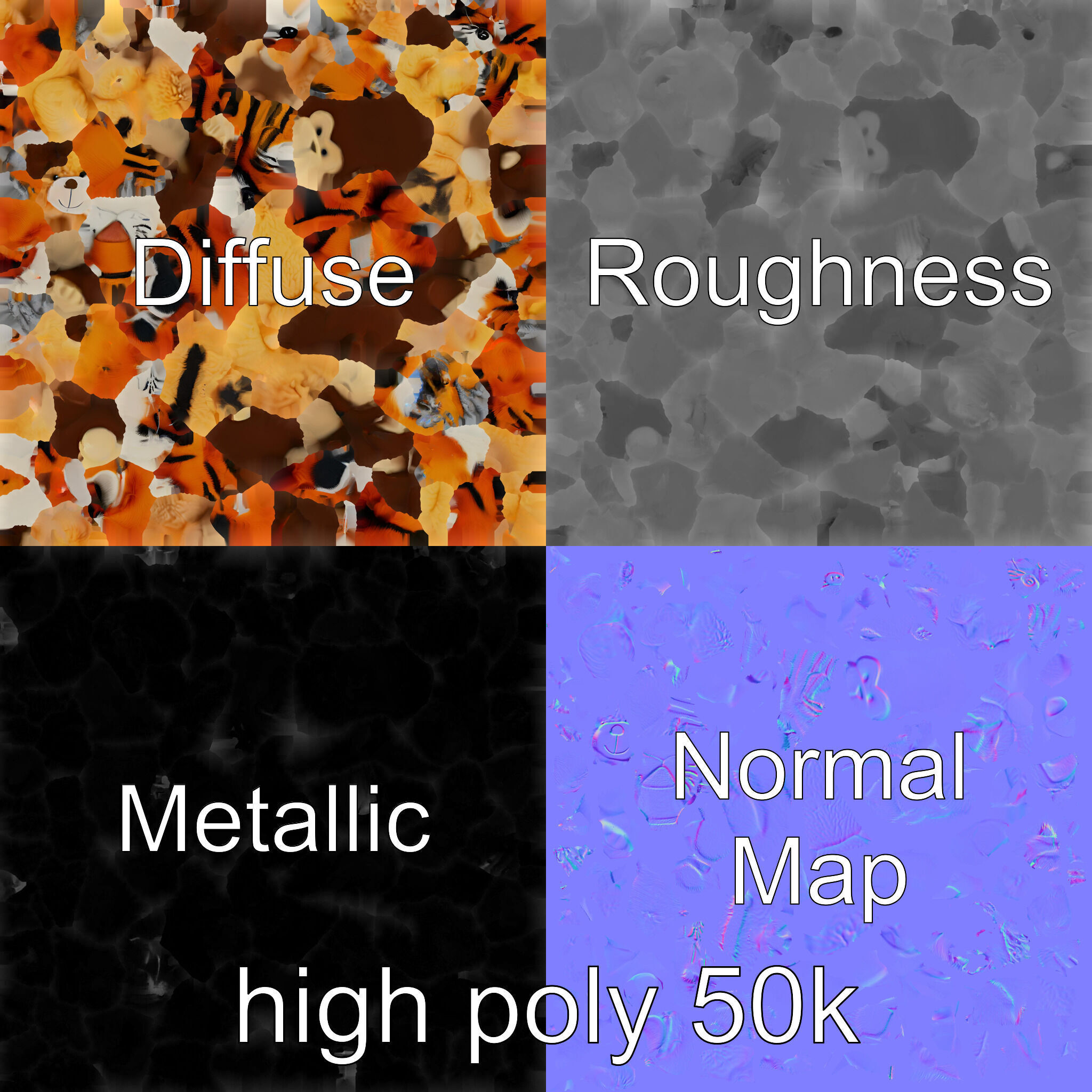 Fluffy Animal Puppets Model Pack Low-poly 3D model_3