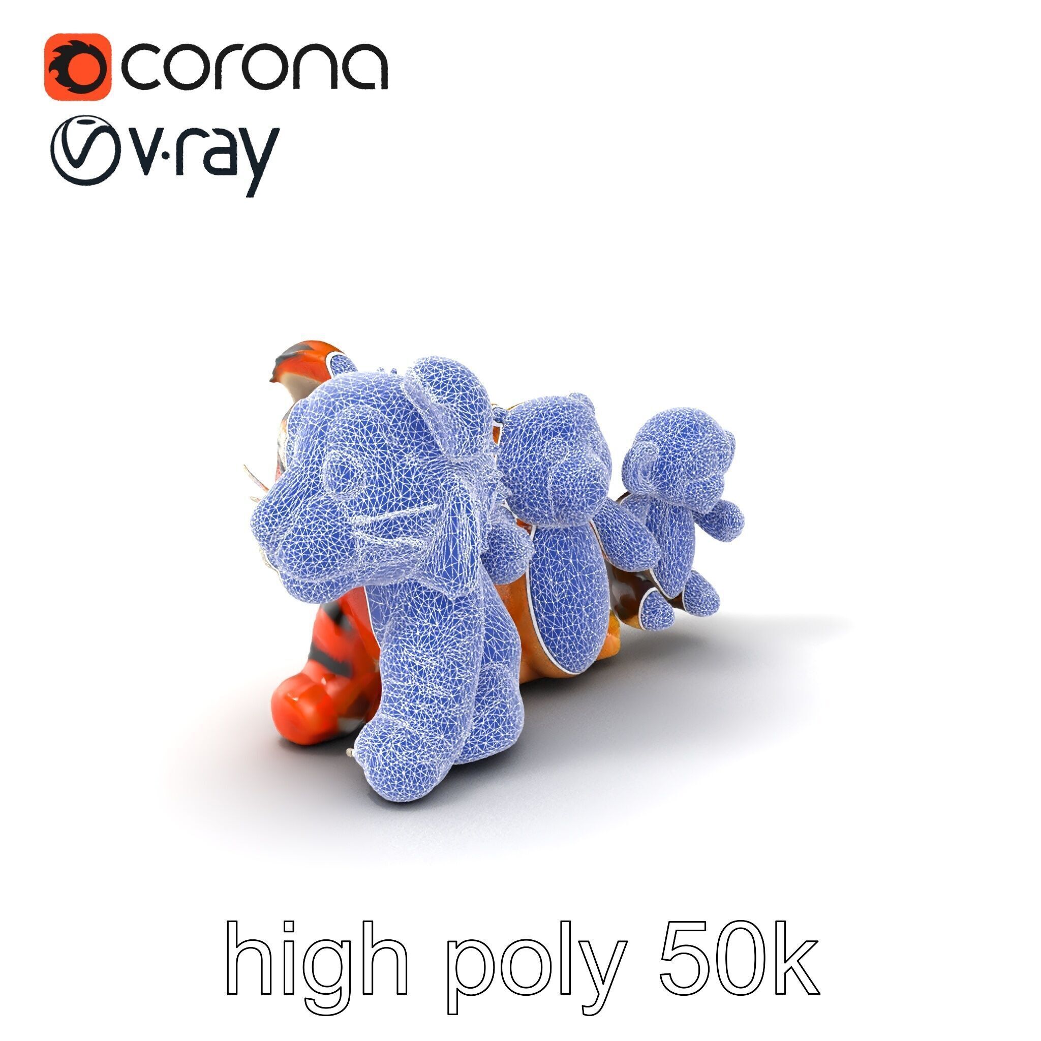 Fluffy Animal Puppets Model Pack Low-poly 3D model_10