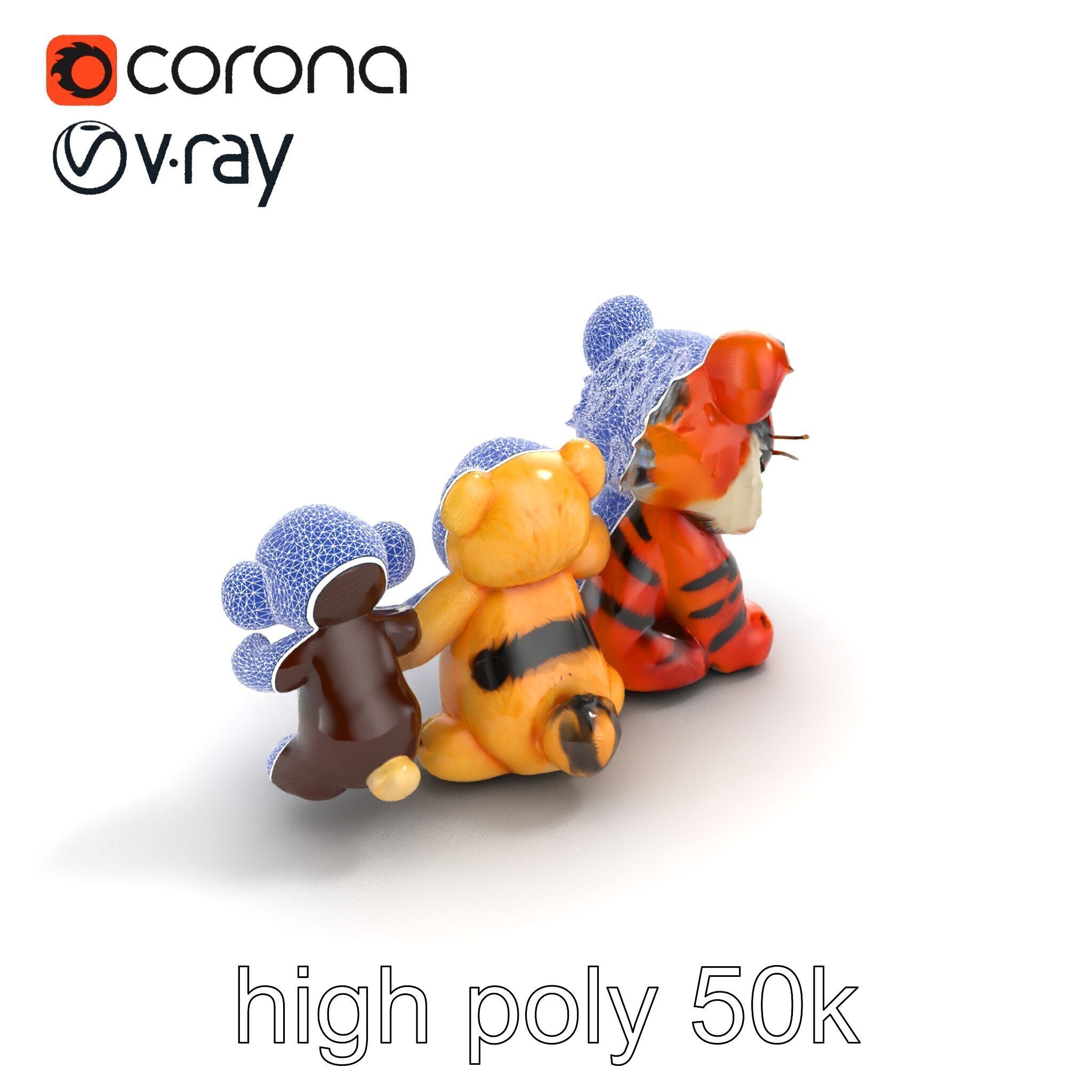 Fluffy Animal Puppets Model Pack Low-poly 3D model_30